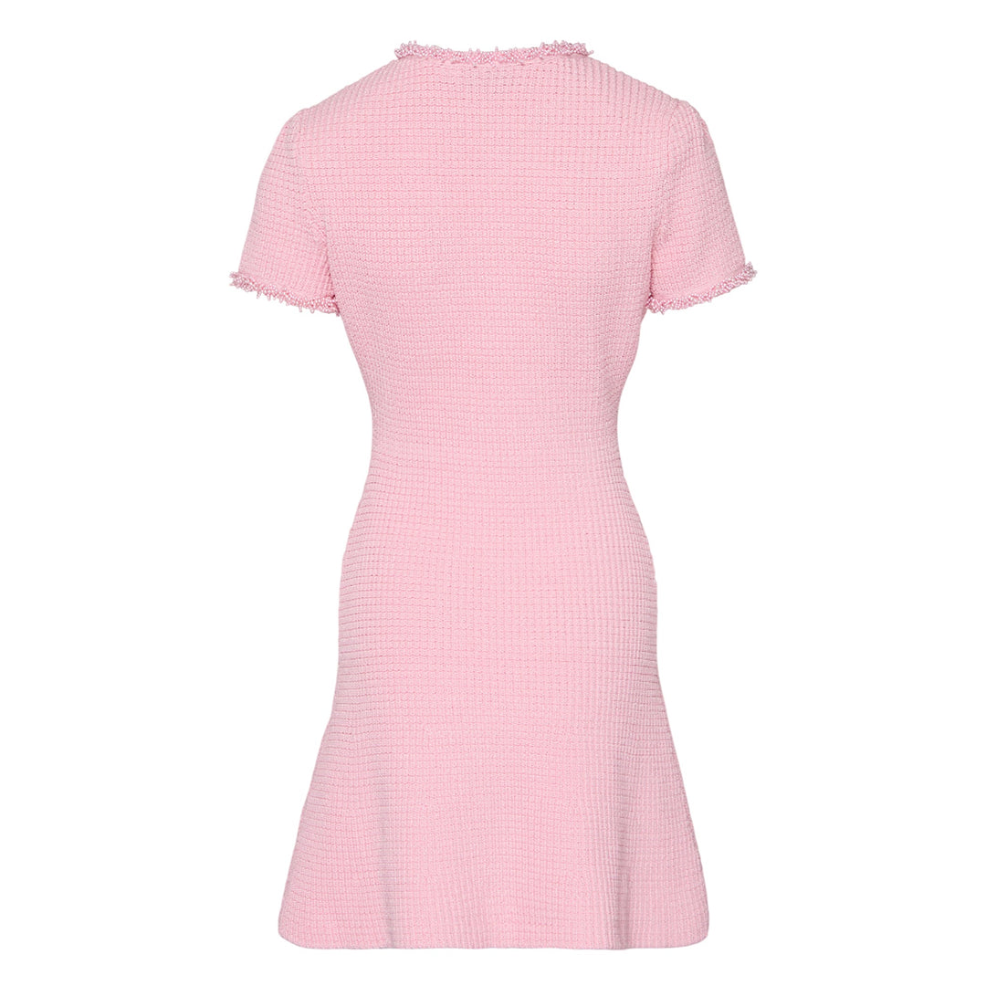 Pink Textured Knit Mini Dress