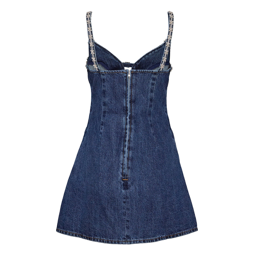 Denim Strappy Mini Dress