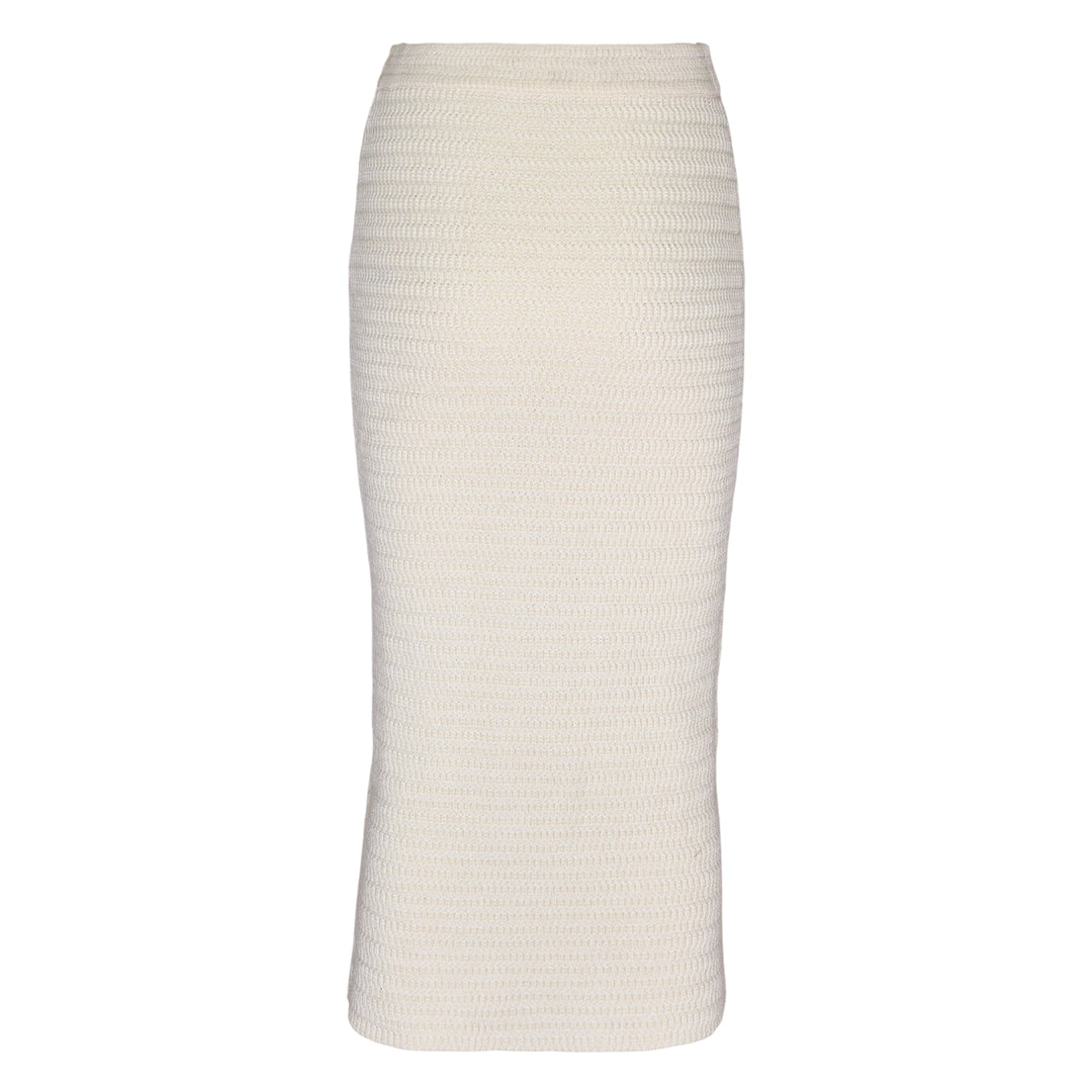 Cream Lurex Knit Midi Skirt