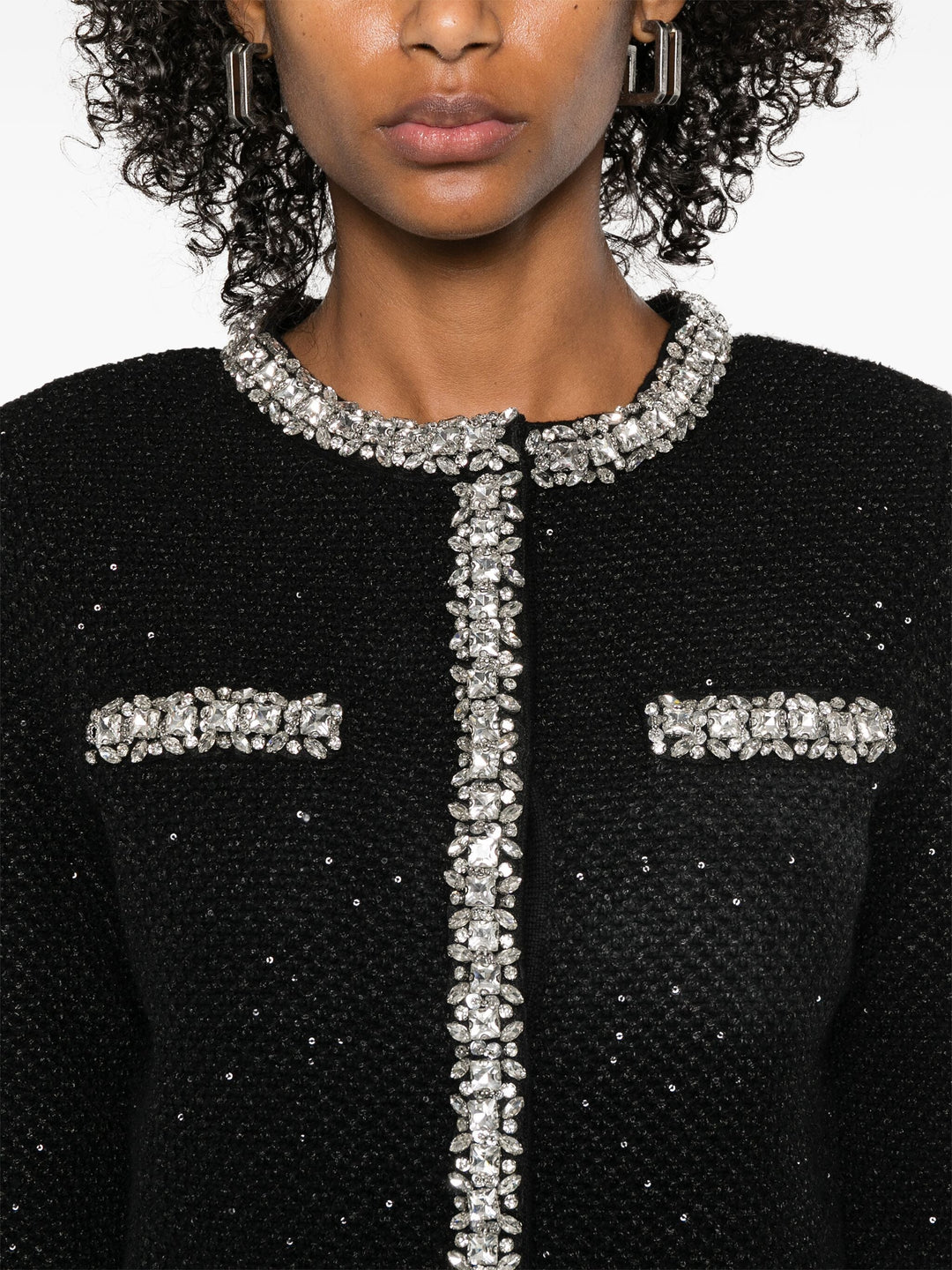 Black Sequin Knit Cardigan