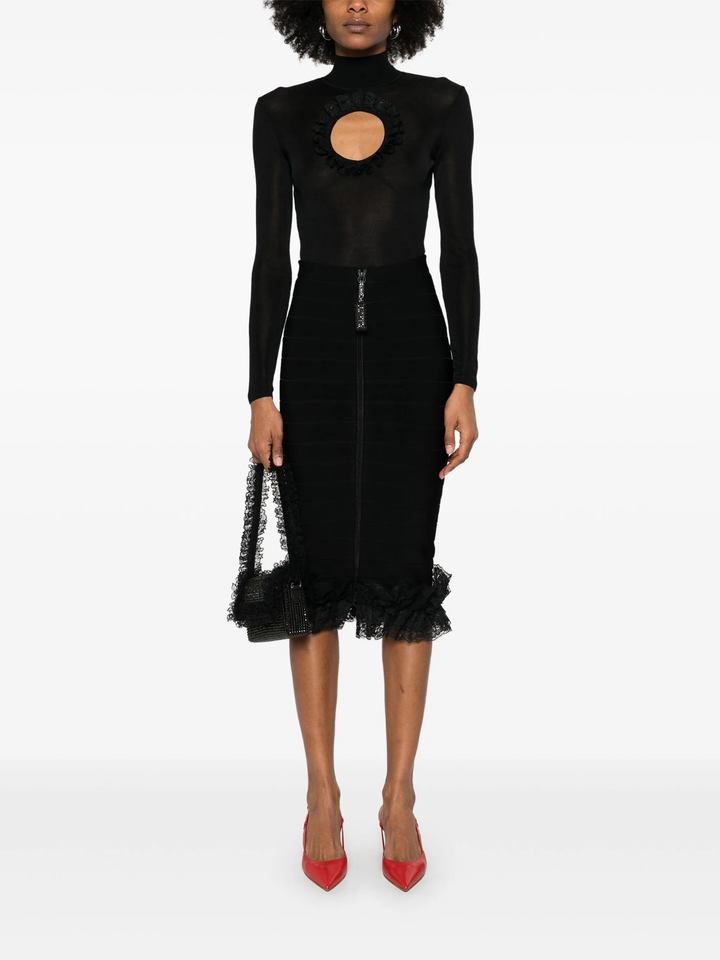 Black Knit Cut Out Bodysuit