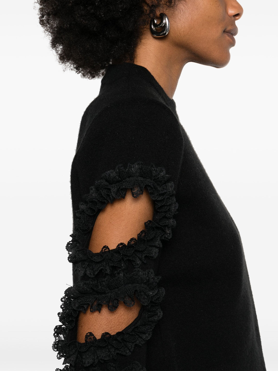 Black Cut Out Lace Detail Jumper