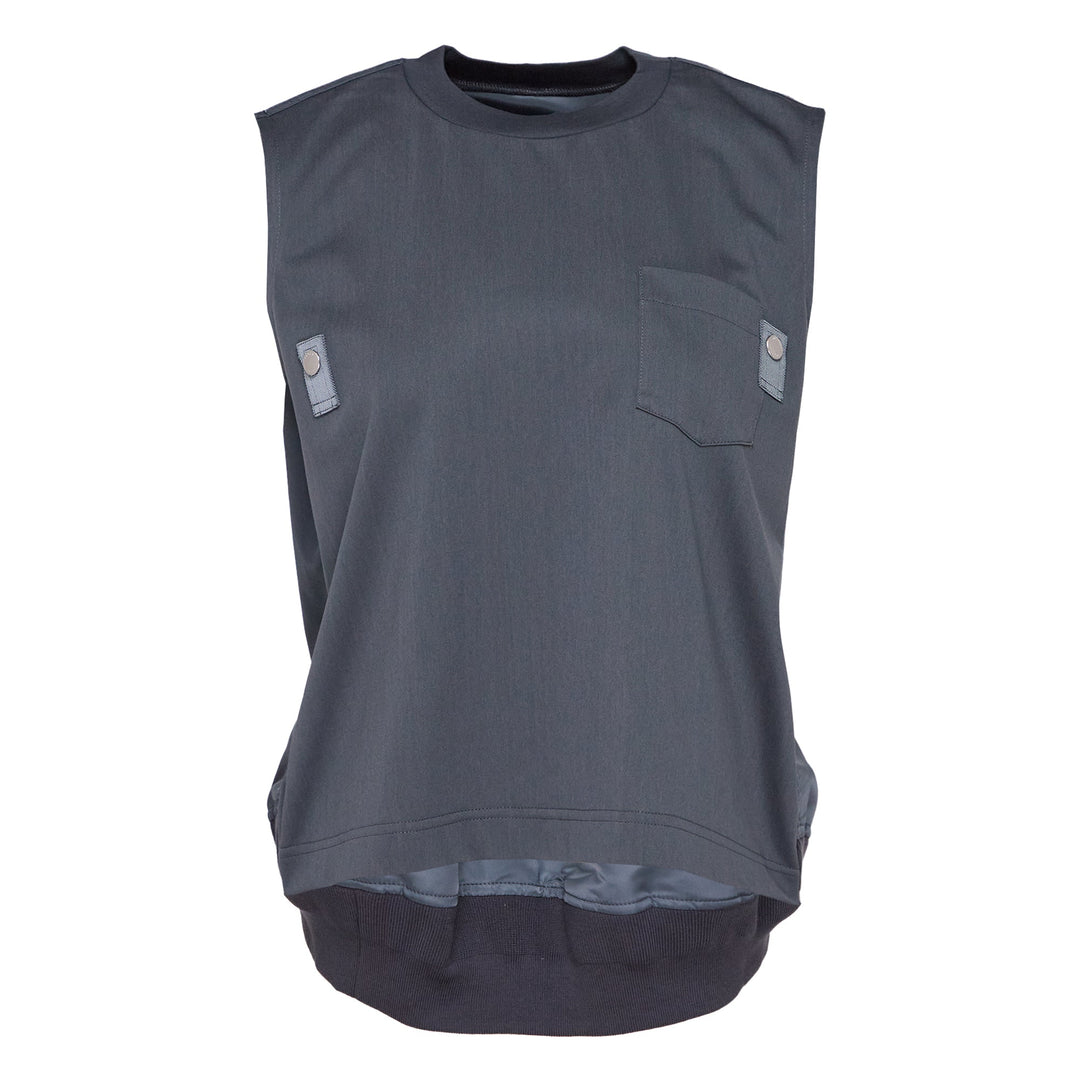 Nylon Twill Mix Cotton Jersey Tank Top