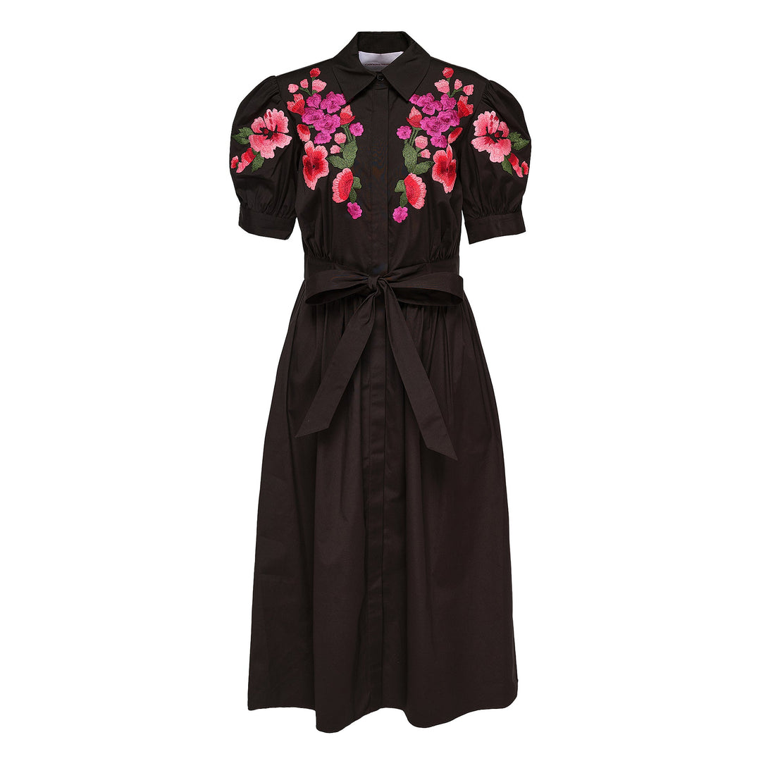 Embroidery Short Sleeve Shirt Dress