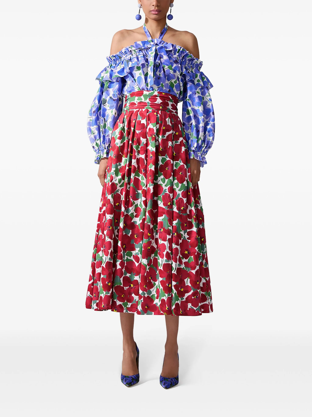 Cummerbund Waist Midi Skirt