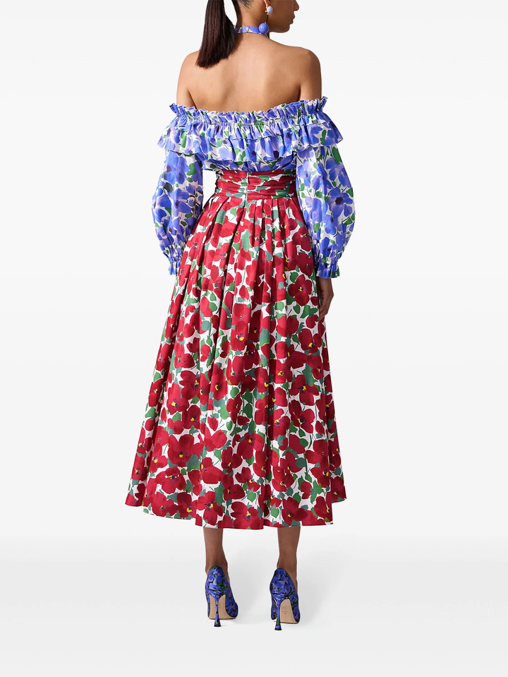 Cummerbund Waist Midi Skirt