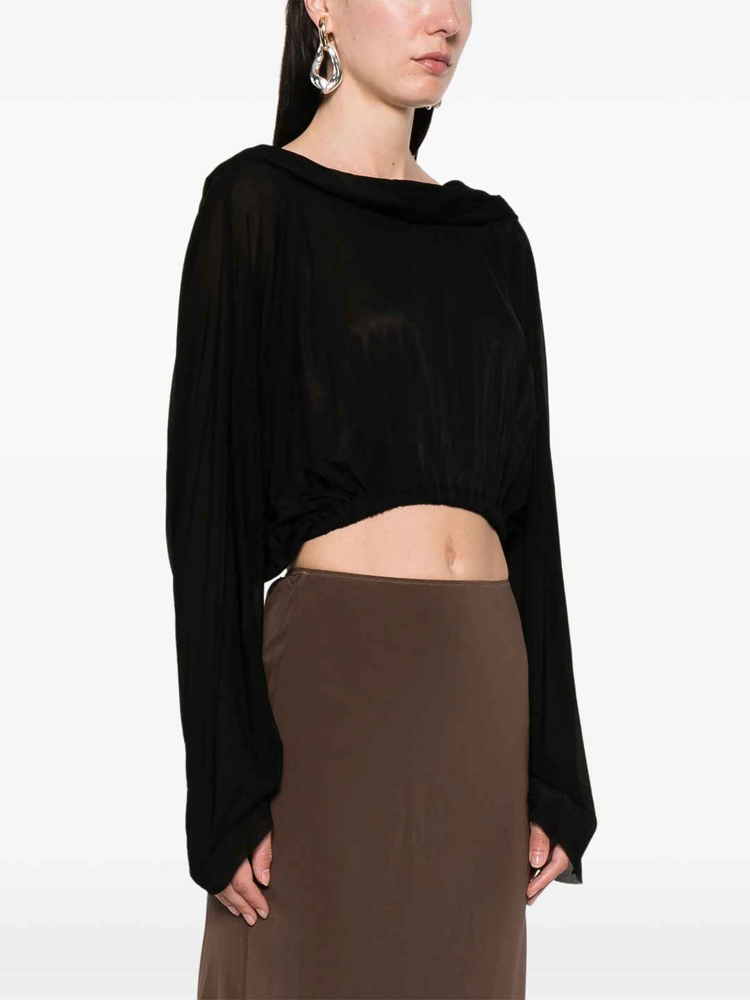 Cropped Hooded Tunic Stretch Cotton