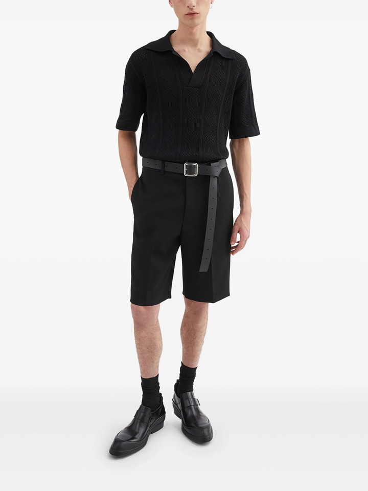 Cotton Lace Stitch Polo Knit