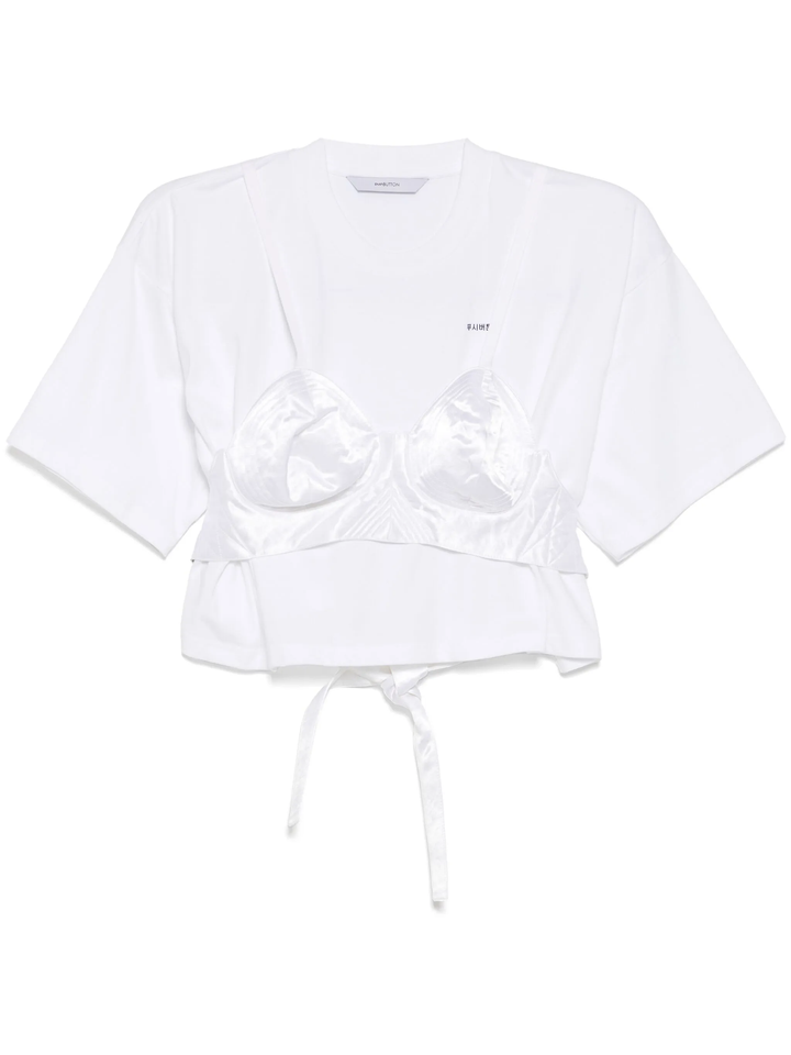 White Bra Point Cropped Top