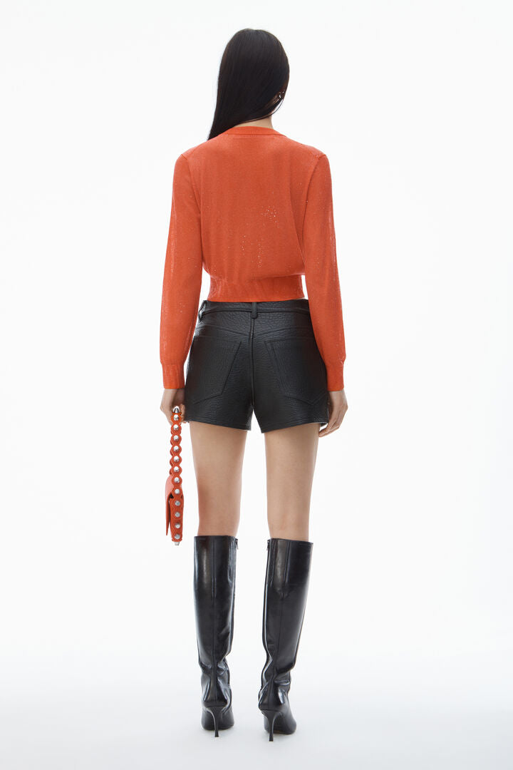 Cropped Cardigan In Clear Bead Hotfix