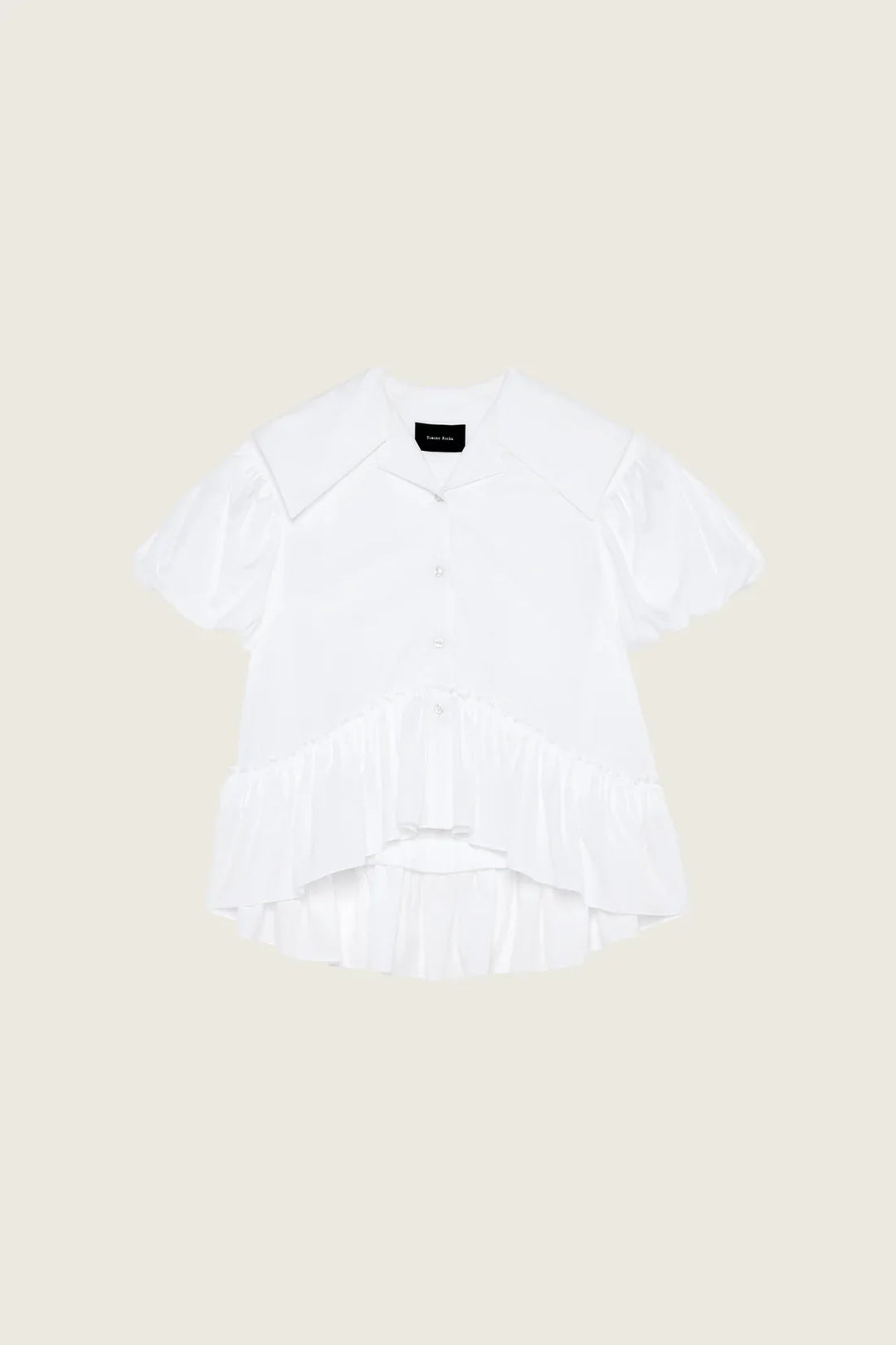 Cropped Sailor Collar Puff Sleeve Top