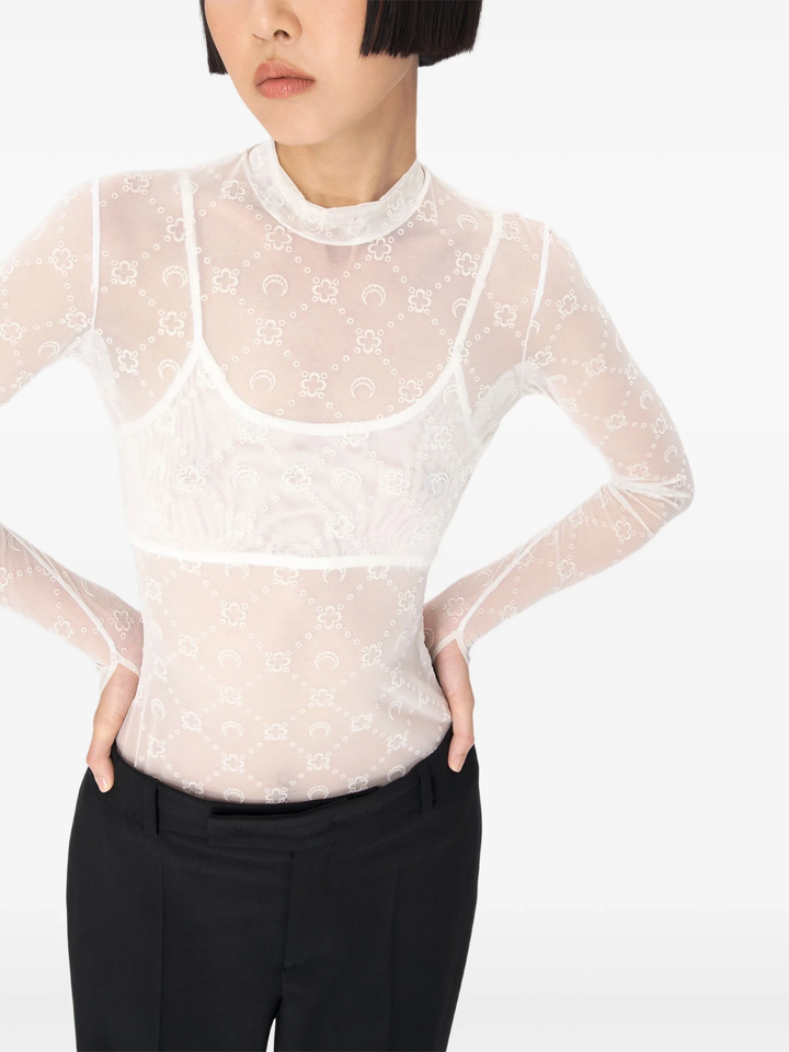 Recycled Mesh Flock Highneck Top