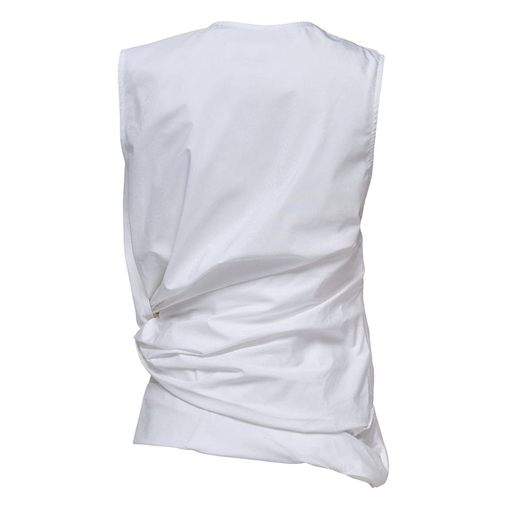 Knotted Twist Draped Cowl Neck Top