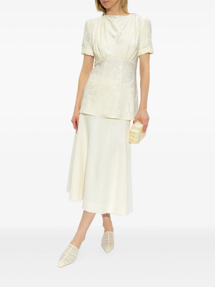 Flower-Embroidered Viscose Top