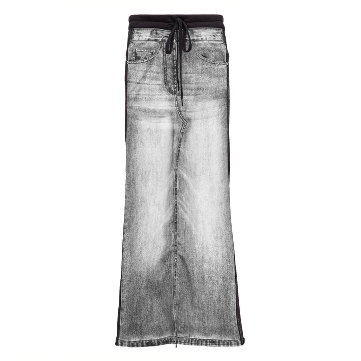 Front Jean Effect Jersey Skirt