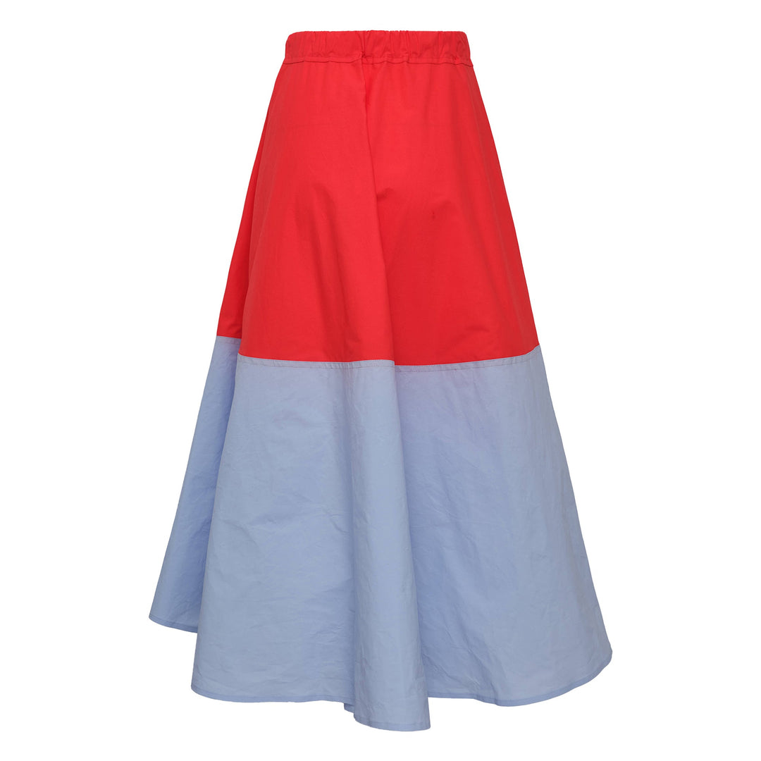 Elastic Waist With Combi Color Skirt