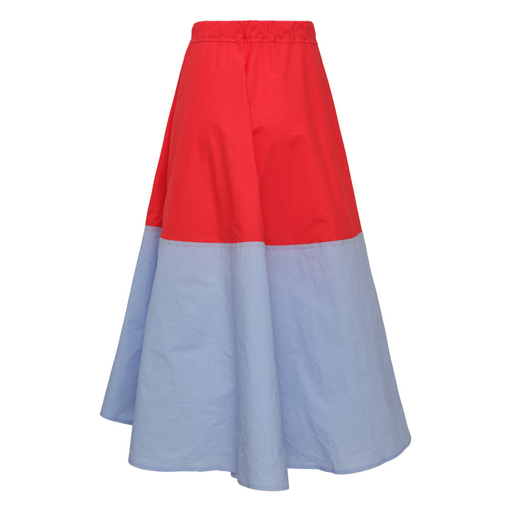 Elastic Waist With Combi Color Skirt