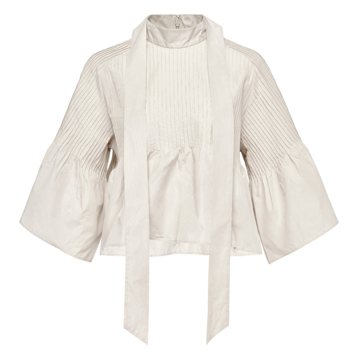 Poly Chambray Taffeta Pintuck Top