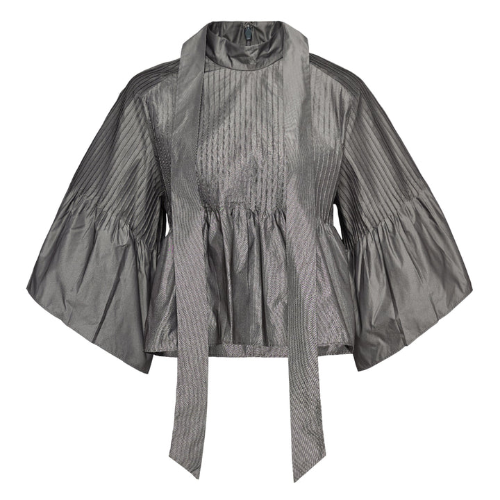 Poly Chambray Taffeta Pintuck Top