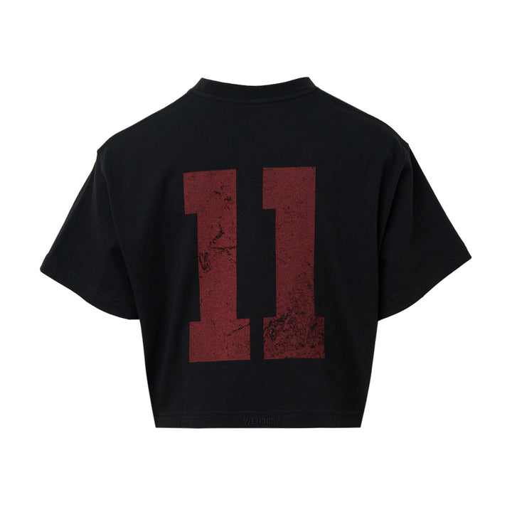 Black Womens Cropped Rhineston Tee