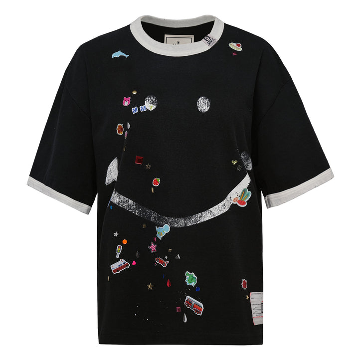 Smily Face Printed Sticker Tee