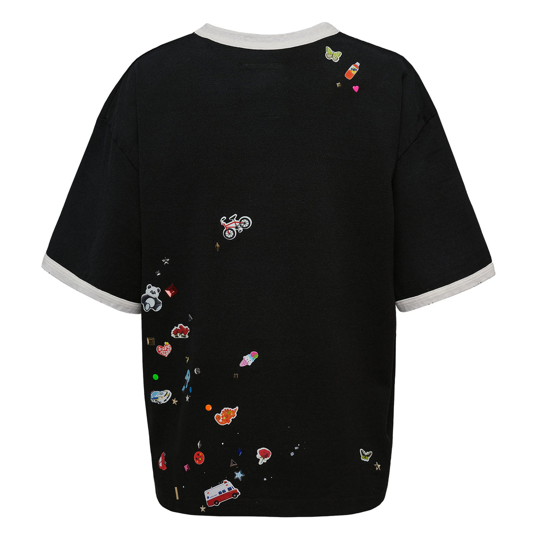 Smily Face Printed Sticker Tee