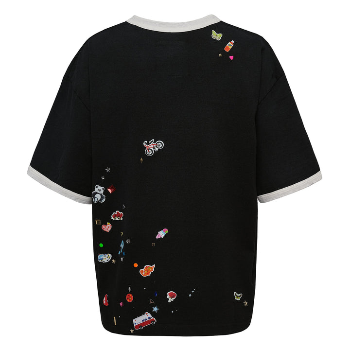 Smily Face Printed Sticker Tee