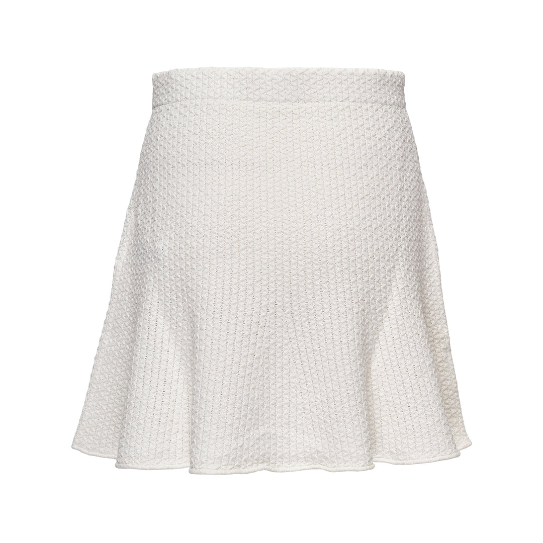 White Textured Knit Mini Skirt