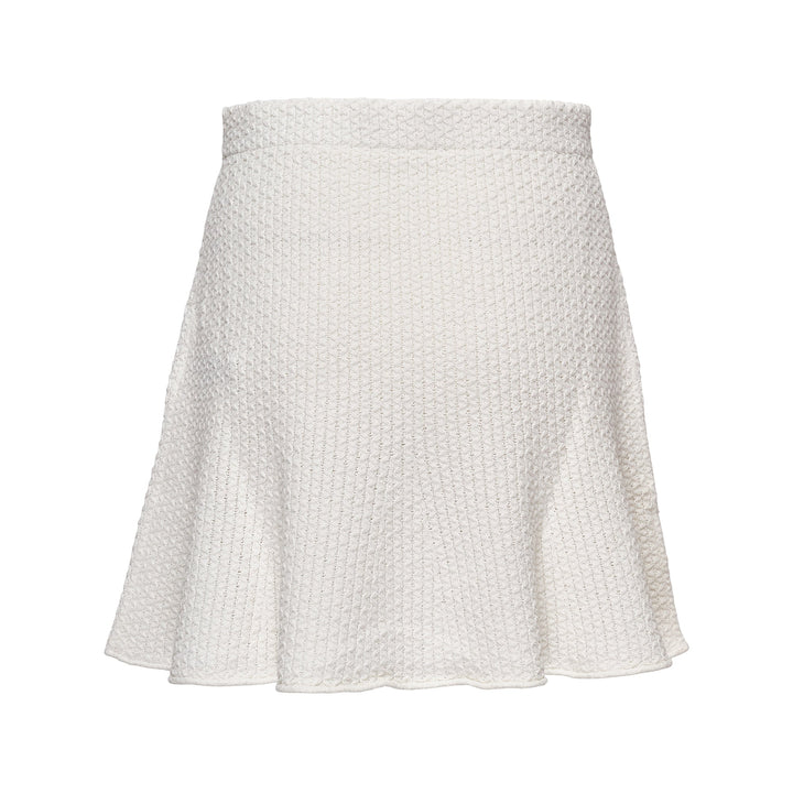 White Textured Knit Mini Skirt