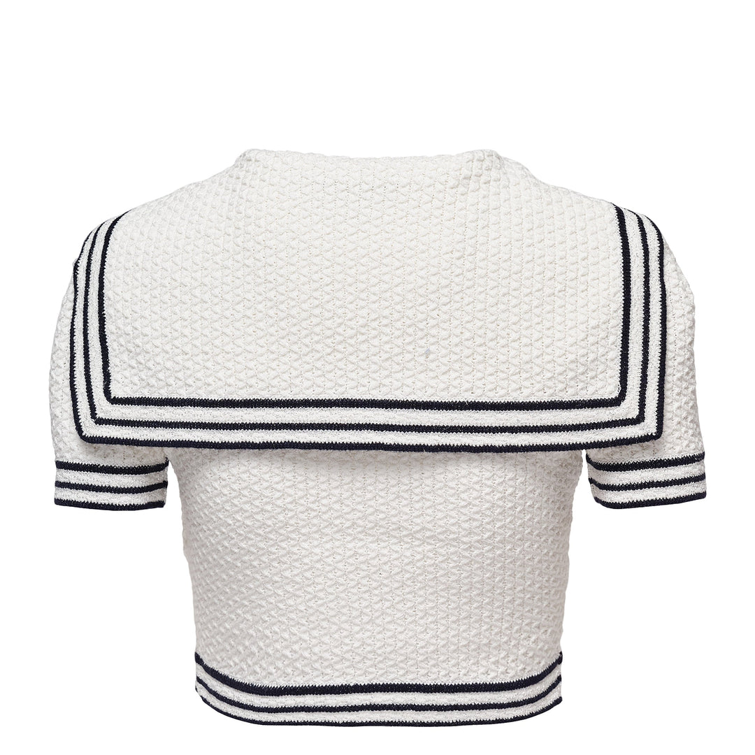 White Textured Knit Top