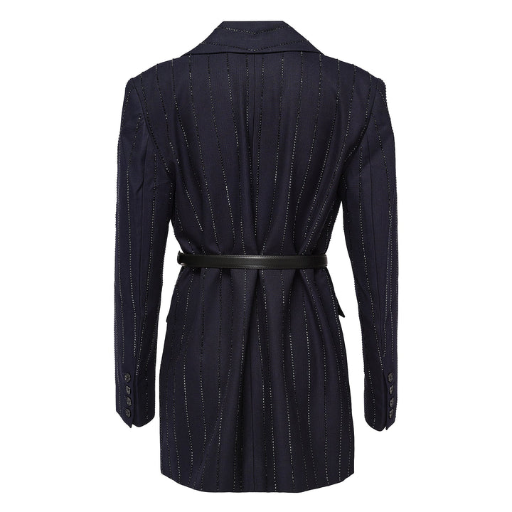 Navy Rhinestone Pinstripe Blazer