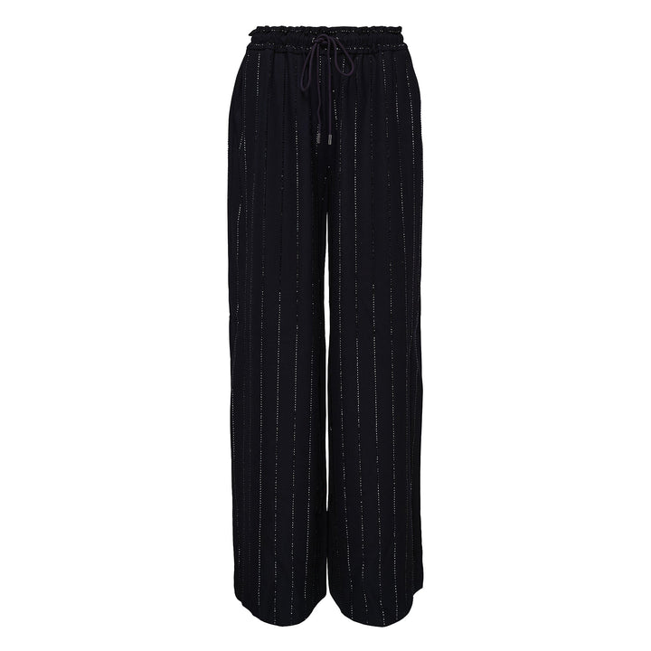 Navy Rhinestone Pinstripe Trousers
