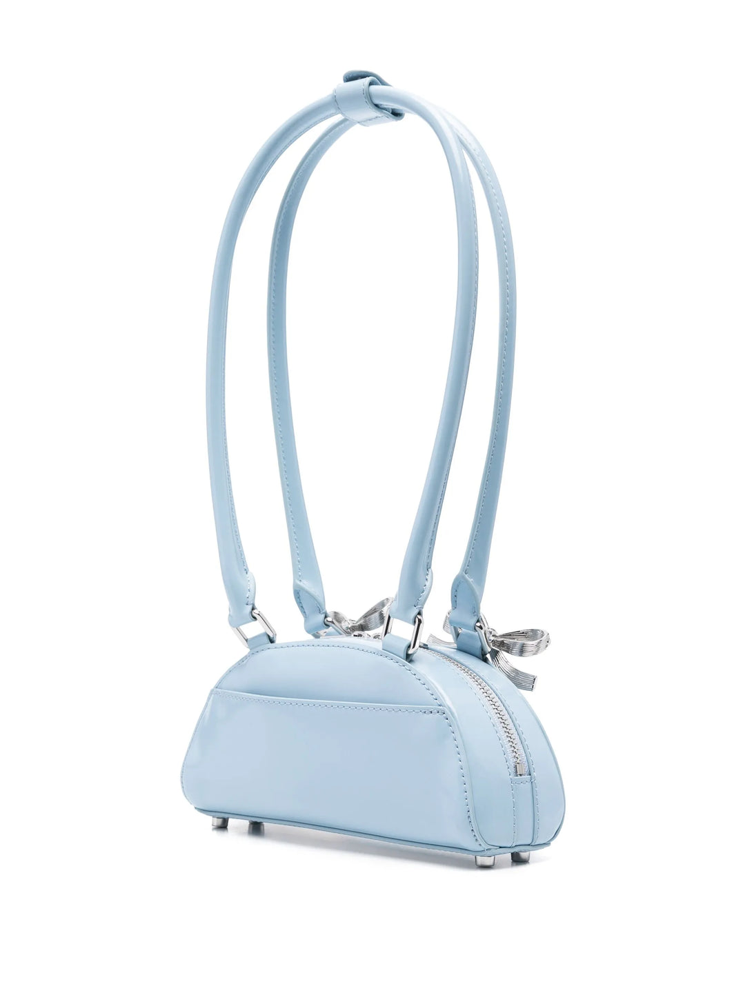 Blue Leather Curved Mini Shoulder Bag