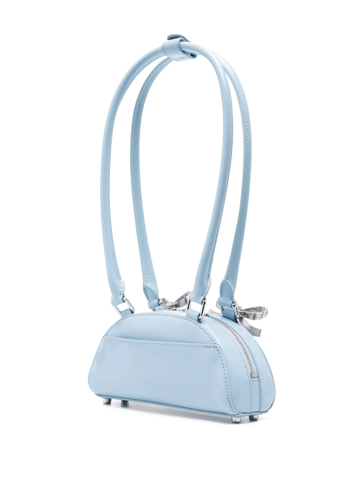 Blue Leather Curved Mini Shoulder Bag