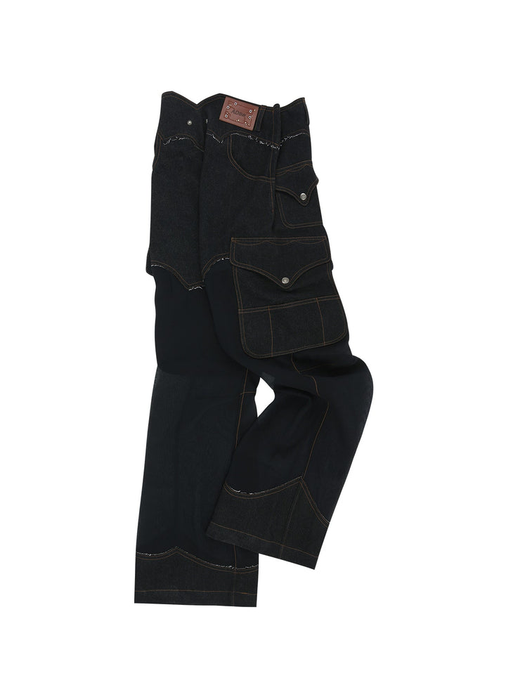 Denim Sheer Cargo Pants