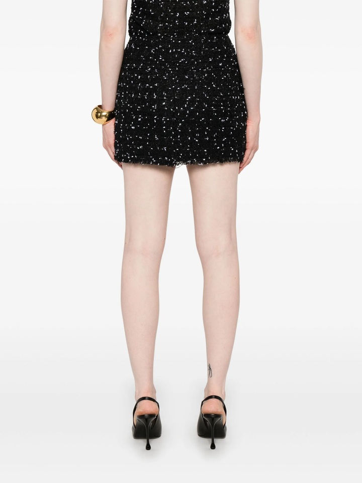 4 Pockets Asymmetric Polka Dots Tweed Skirt