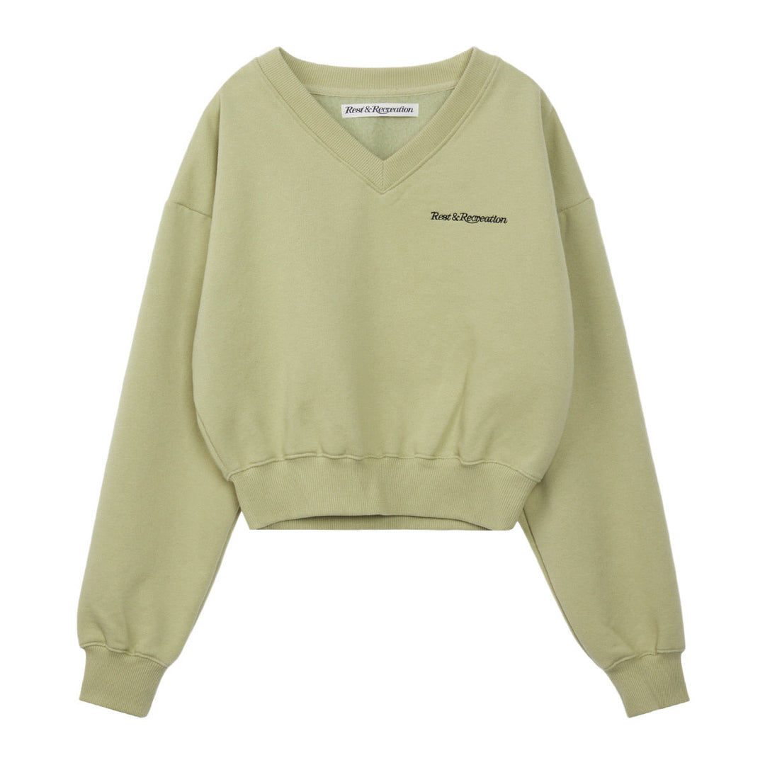 V-Neck Cropped Sweatshirt