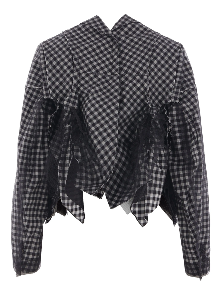 Nylon Tulle X Cotton Dobby Printed Jacket