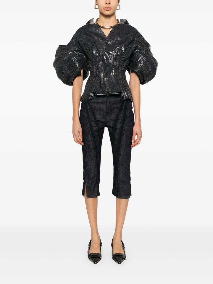 Cotton Denim Foiled Print Jacket
