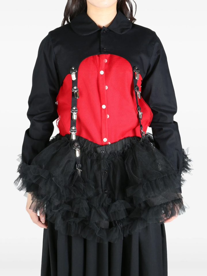 Cotton Broad X Tulle Blouse