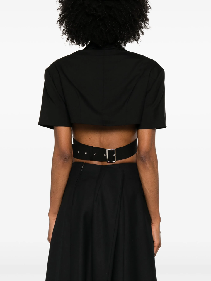 Wool Oxford Crop Jacket