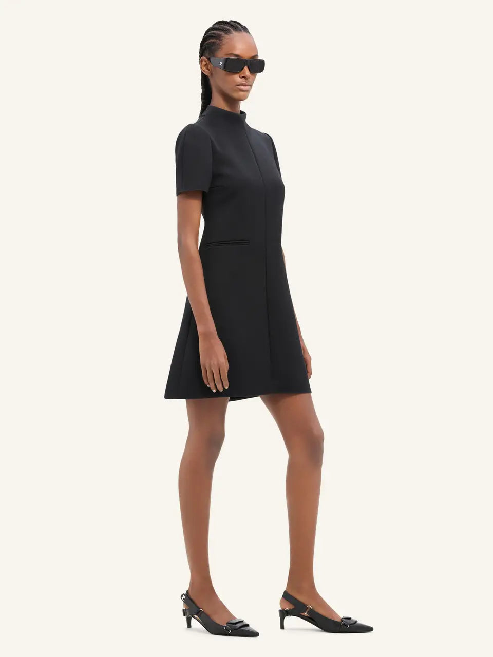 Short Sleeves Twill A-Line Dress