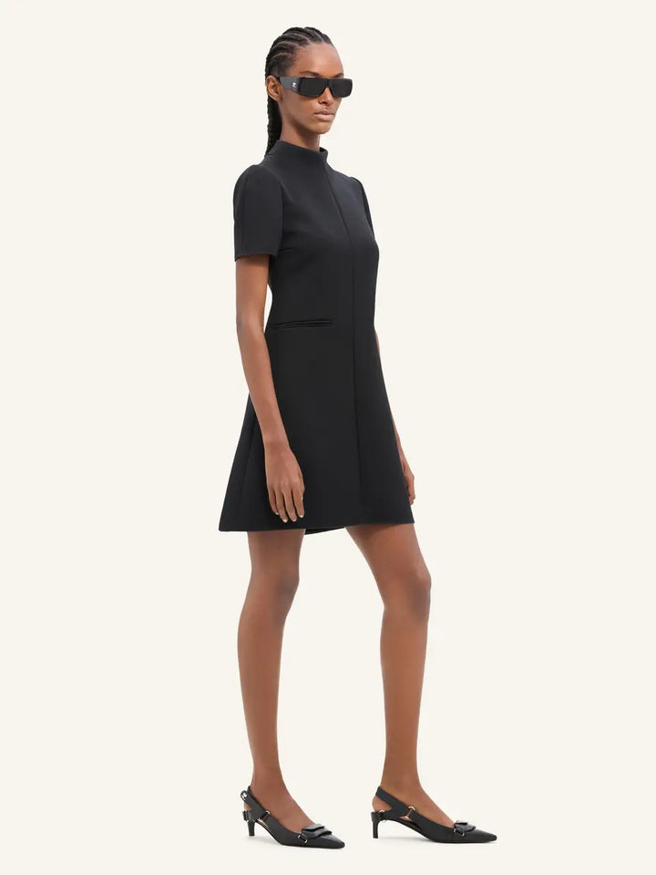 Short Sleeves Twill A-Line Dress
