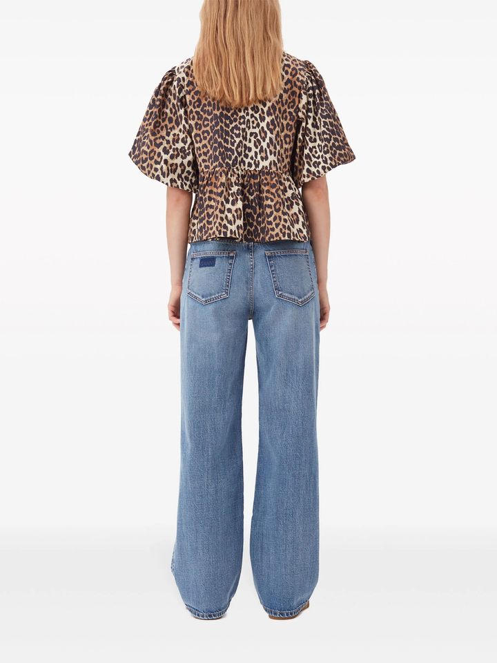 Printed Cotton Poplin Peplum Blouse