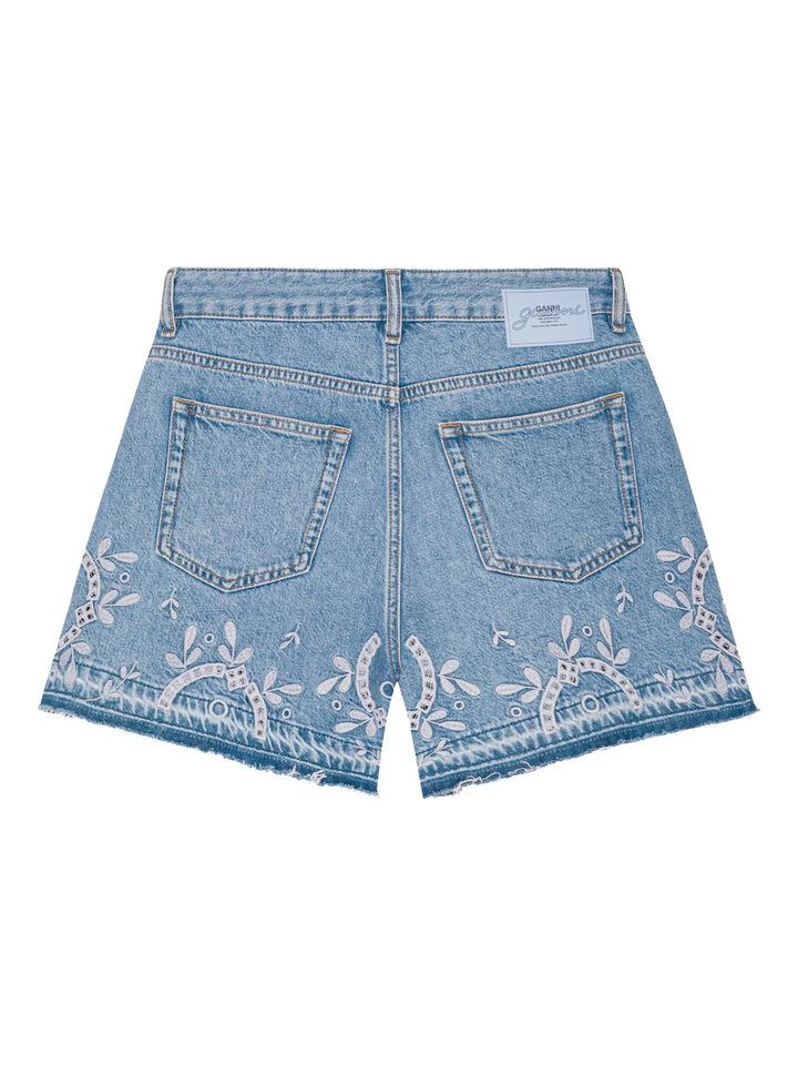 Broderie Anglaise Denim Shorts