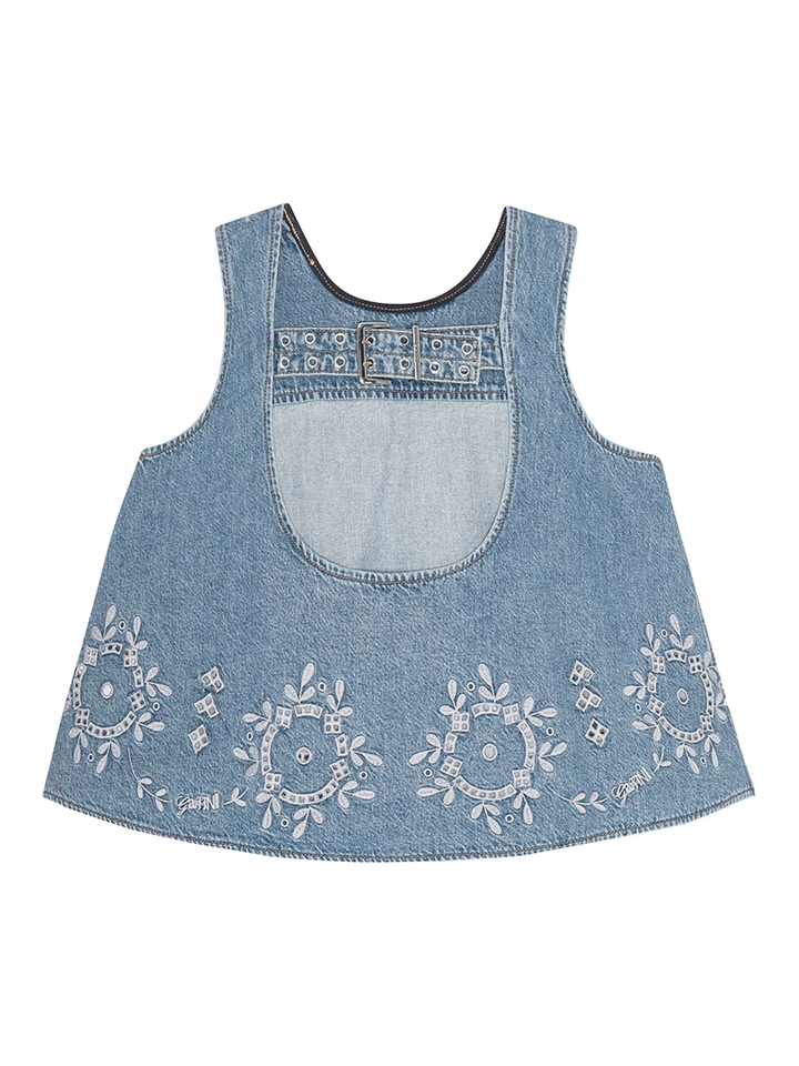 Broderie Anglaise Denim Top
