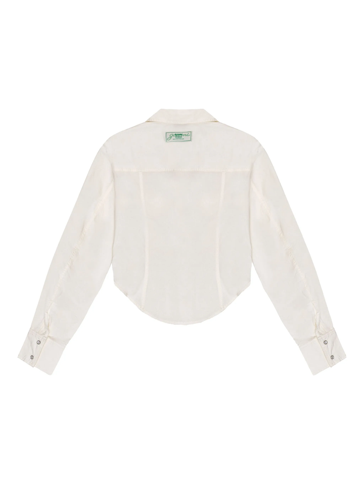 Washed Stretch Cotton Corset Shirt