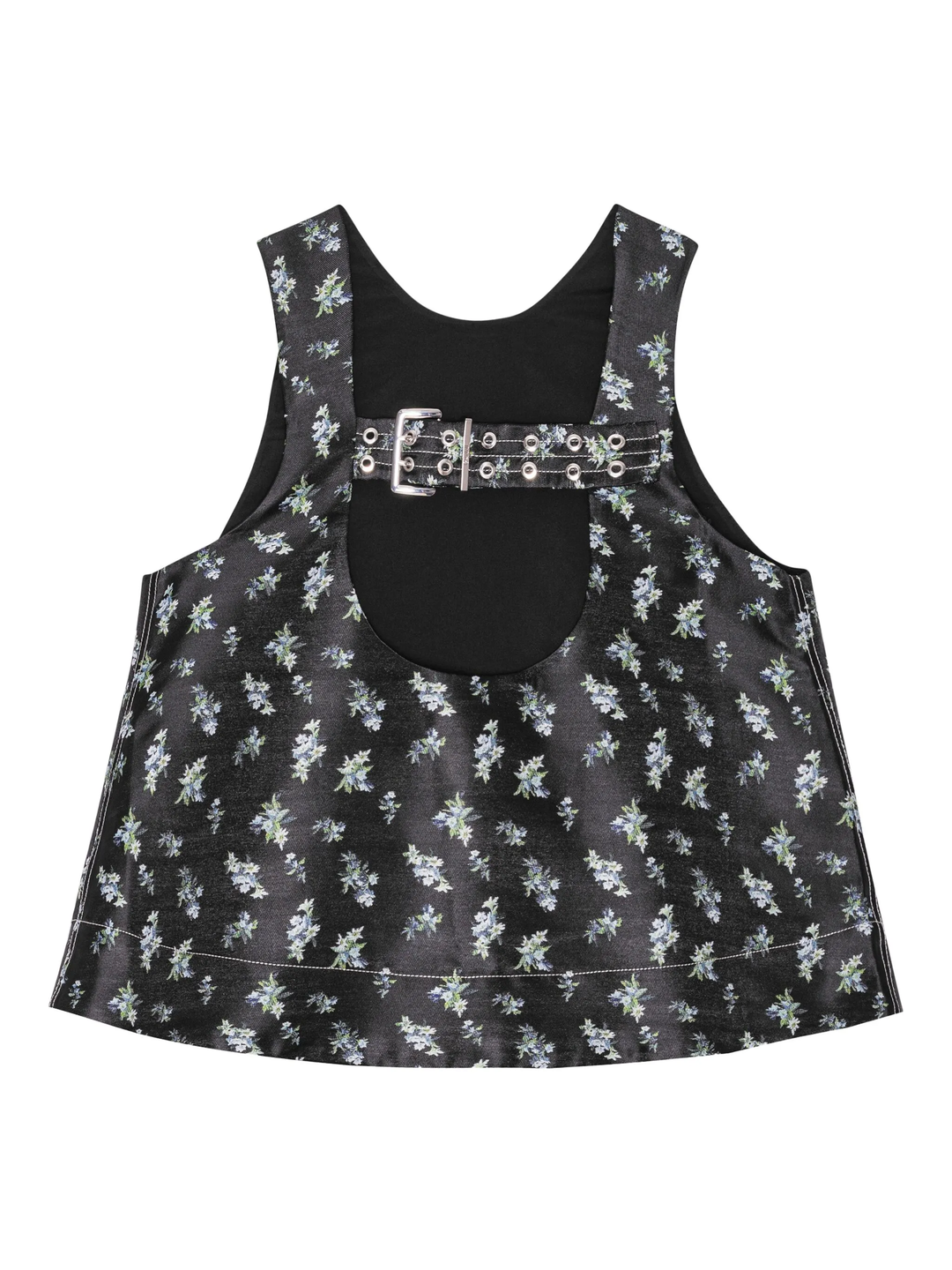 Floral Jacquard Sleeveless Open Neck Top