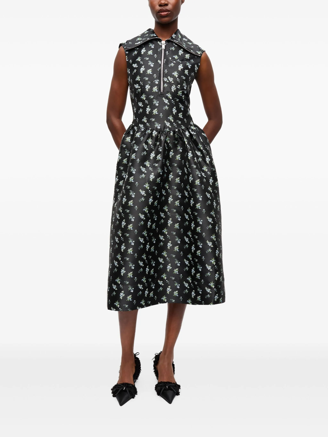 Floral Jacquard Midi Dress