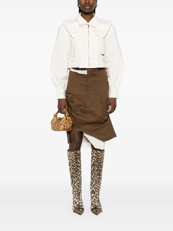 Washed Stretch Cotton Bomber Corset Shirt